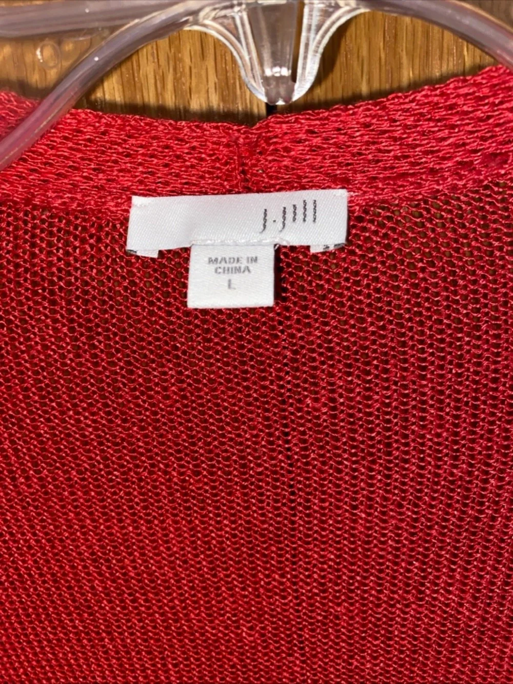 J. Jill Linen Blend Cardigan Sweater Womens L Coral Red Open Front Coastal Beach